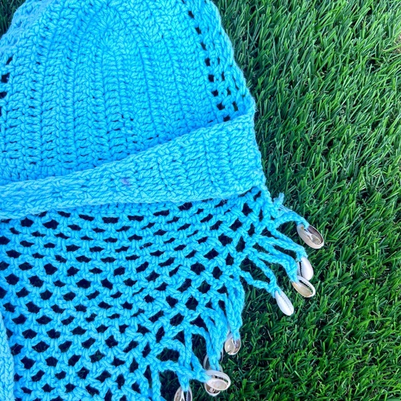 Blue Crochet Halter Tank Top - Picture 3 of 9